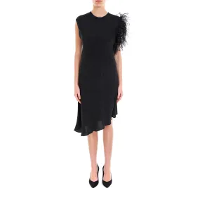 8pm Asymmetric Feathered Dress