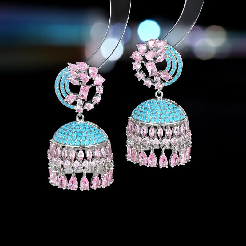 925 Silver Needles Stereoscopic Wind Chime Fringed Boho Earrings