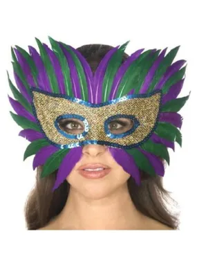 Adult Mardi Gras Feather Eye Mask
