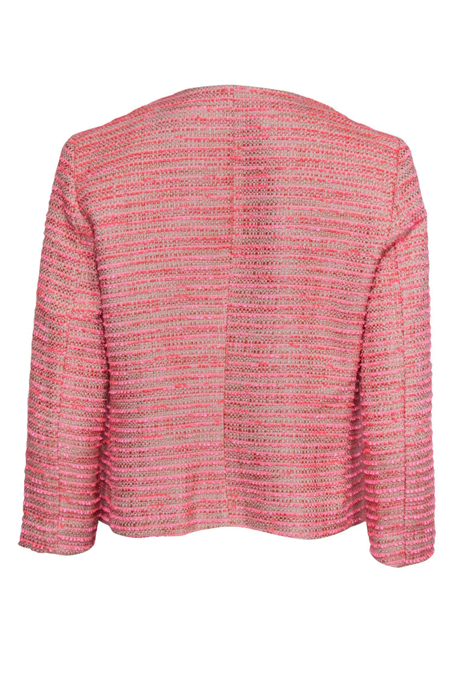 Amanda Uprichard - Hot Pink Open Front Tweed Fringe Jacket Sz P