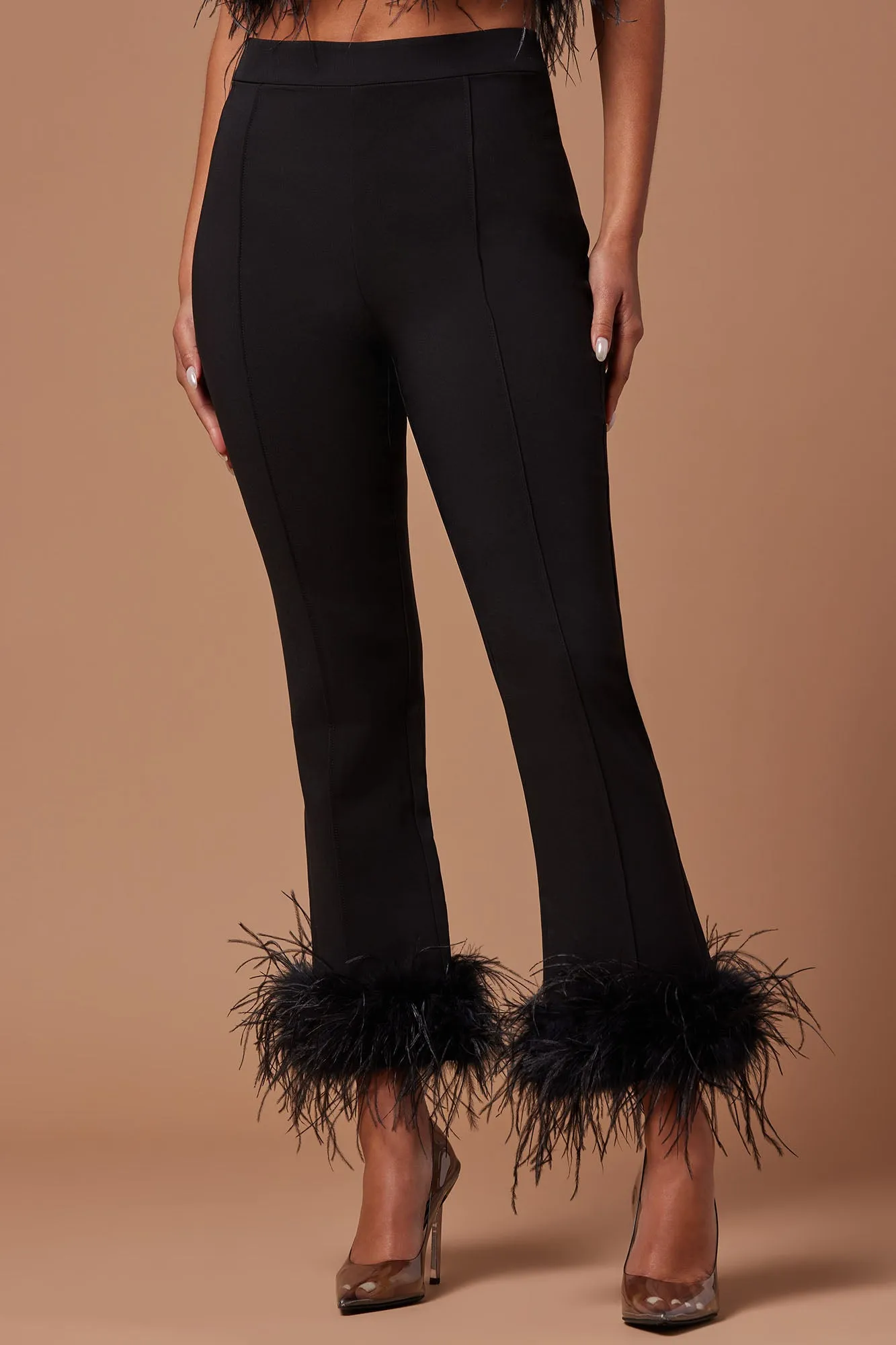 Anya Feathered Pant - Black