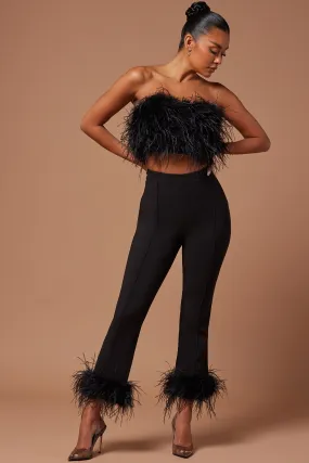 Anya Feathered Pant - Black