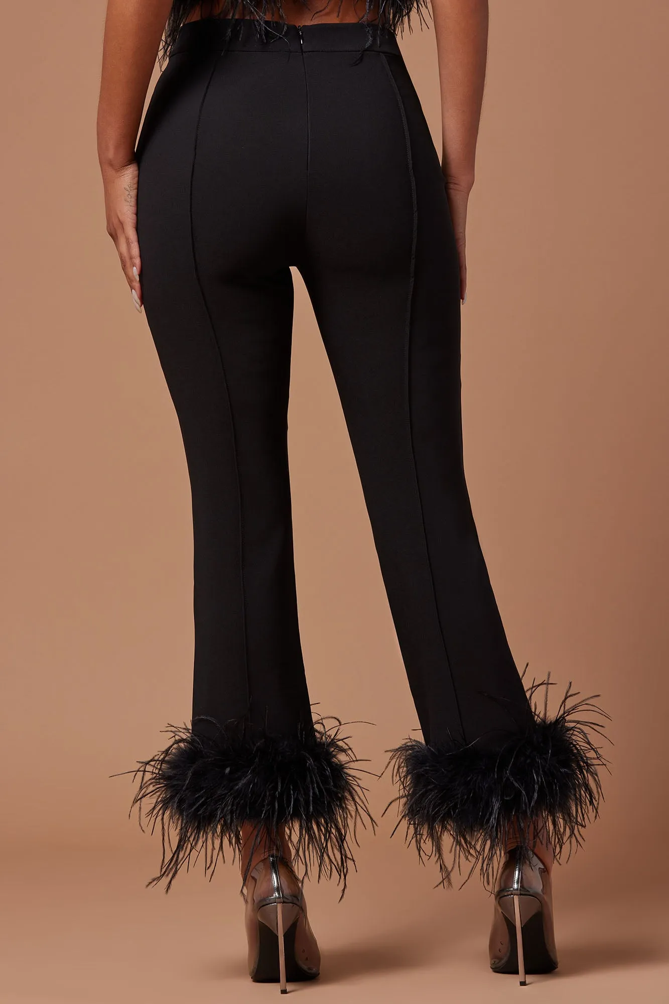 Anya Feathered Pant - Black