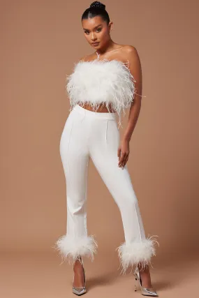 Anya Feathered Pant - White