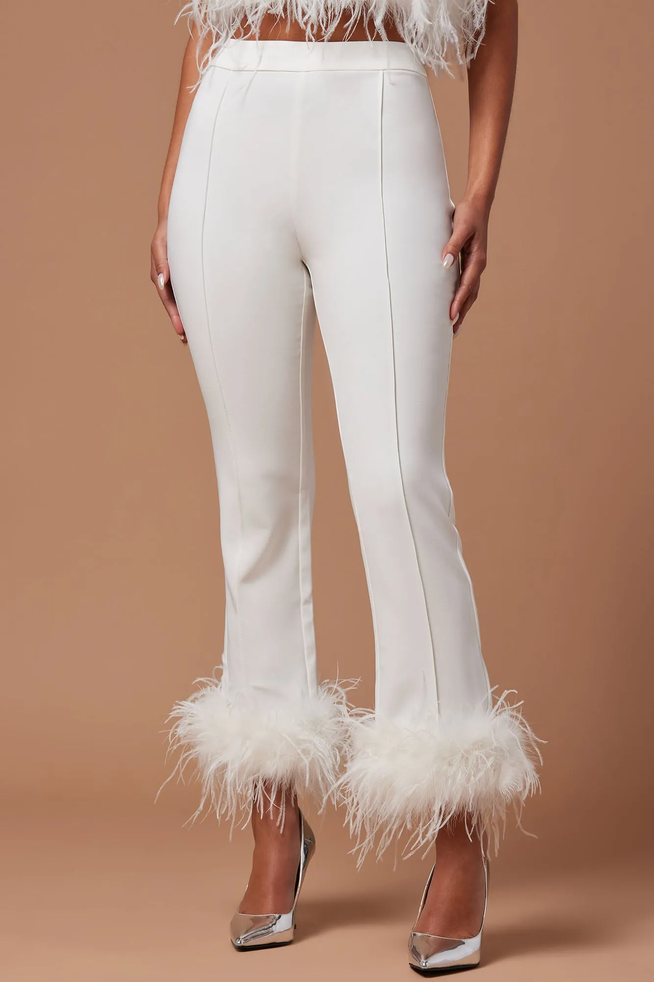 Anya Feathered Pant - White