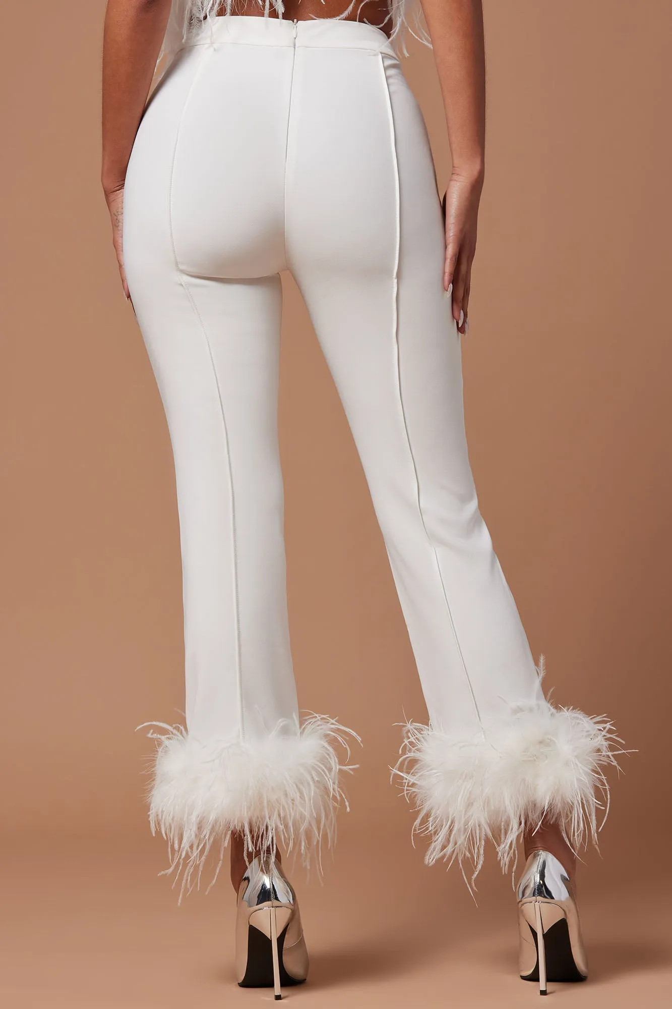 Anya Feathered Pant - White