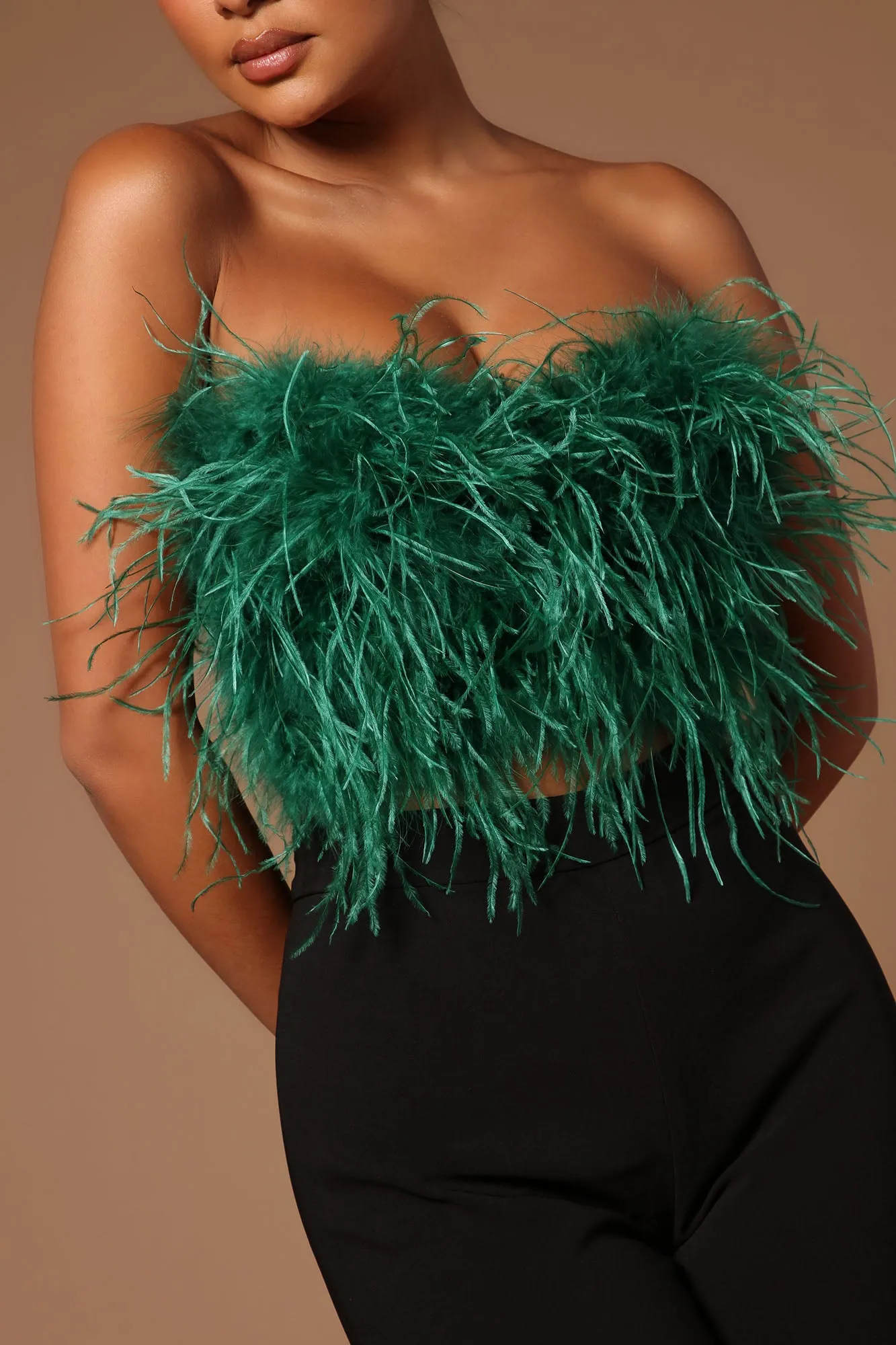 Asalia Feathered Top - Emerald