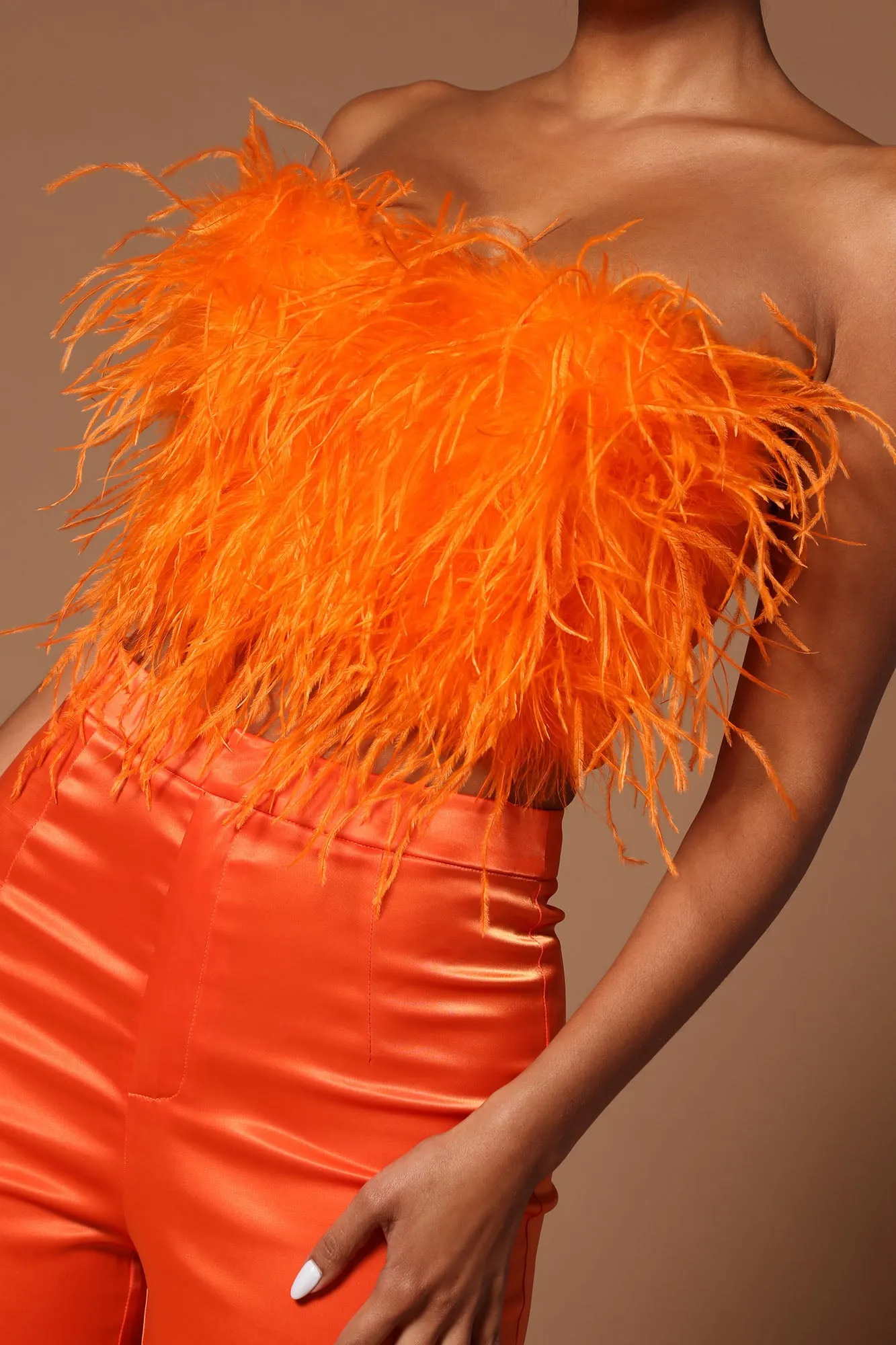 Asalia Feathered Top - Orange