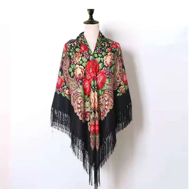 Babushka Shawl Large Fringed Scarves 160*160cm
