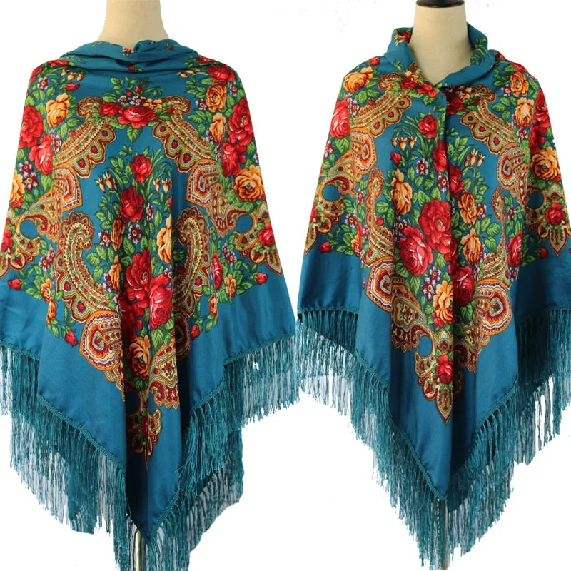 Babushka Shawl Large Fringed Scarves 160*160cm