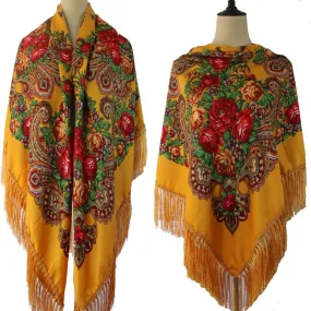 Babushka Shawl Large Fringed Scarves 160*160cm