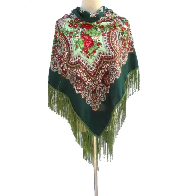 Babushka Shawl Large Fringed Scarves 160*160cm