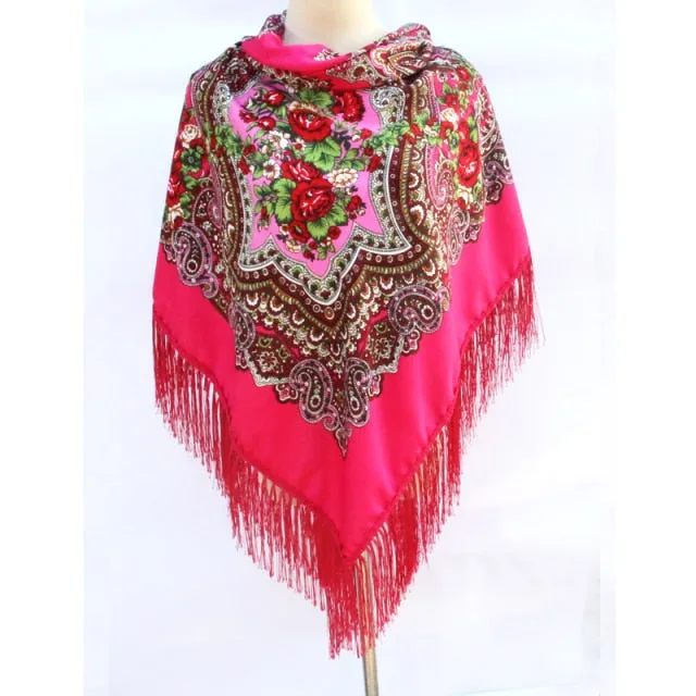 Babushka Shawl Large Fringed Scarves 160*160cm