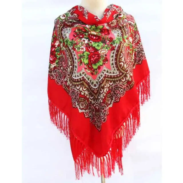Babushka Shawl Large Fringed Scarves 160*160cm