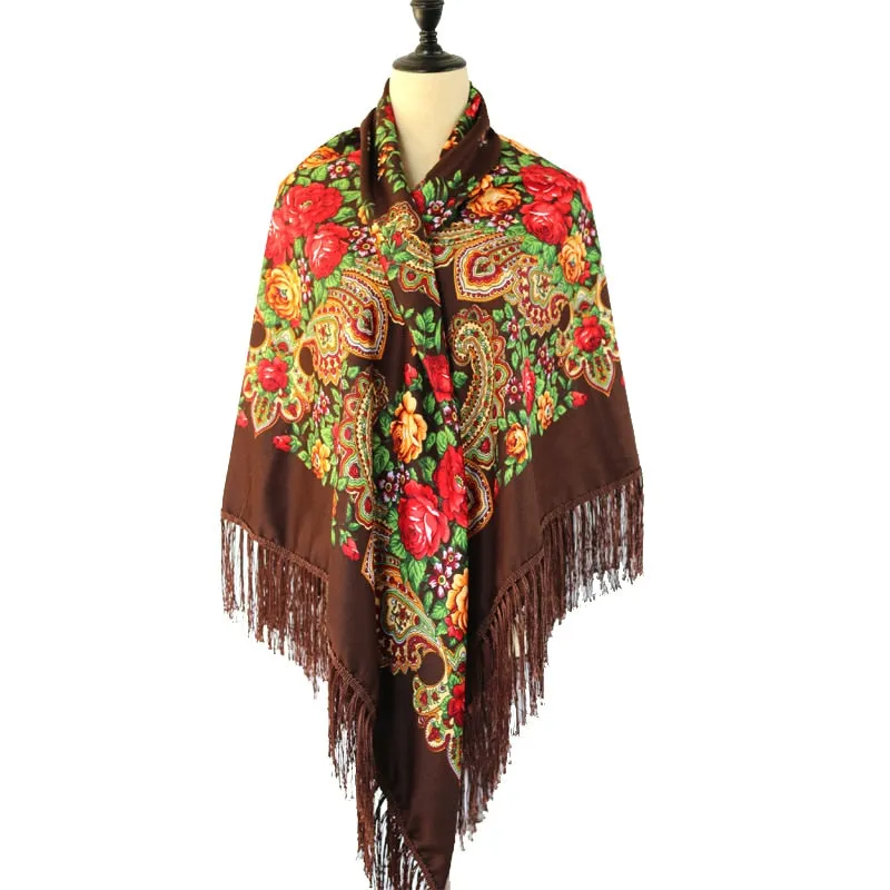 Babushka Shawl Large Fringed Scarves 160*160cm