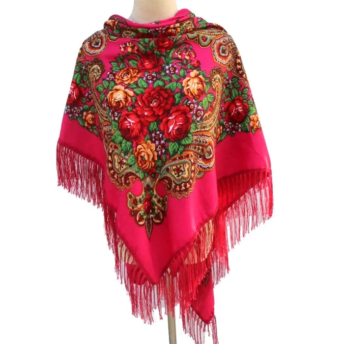 Babushka Shawl Large Fringed Scarves 160*160cm