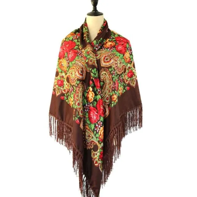 Babushka Shawl Large Fringed Scarves 160*160cm
