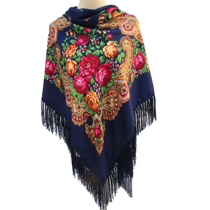 Babushka Shawl Large Fringed Scarves 160*160cm