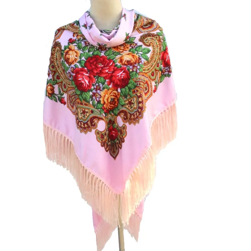 Babushka Shawl Large Fringed Scarves 160*160cm