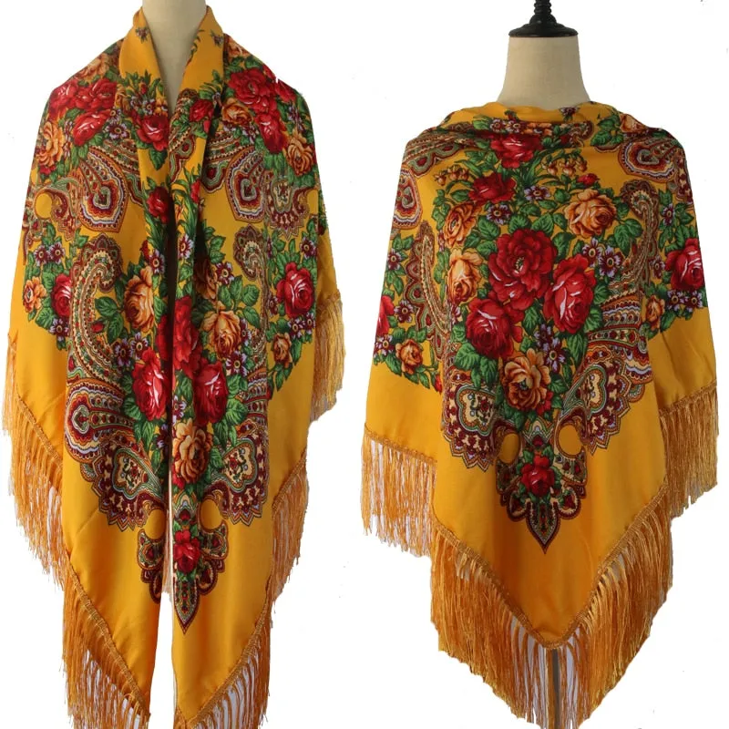 Babushka Shawl Large Fringed Scarves 160*160cm
