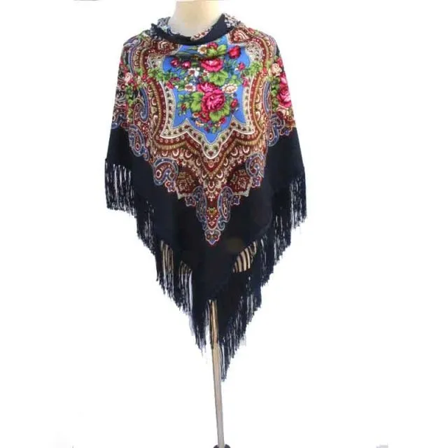Babushka Shawl Large Fringed Scarves 160*160cm
