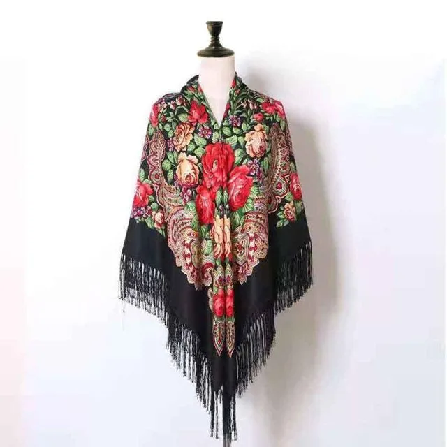 Babushka Shawl Large Fringed Scarves 160*160cm