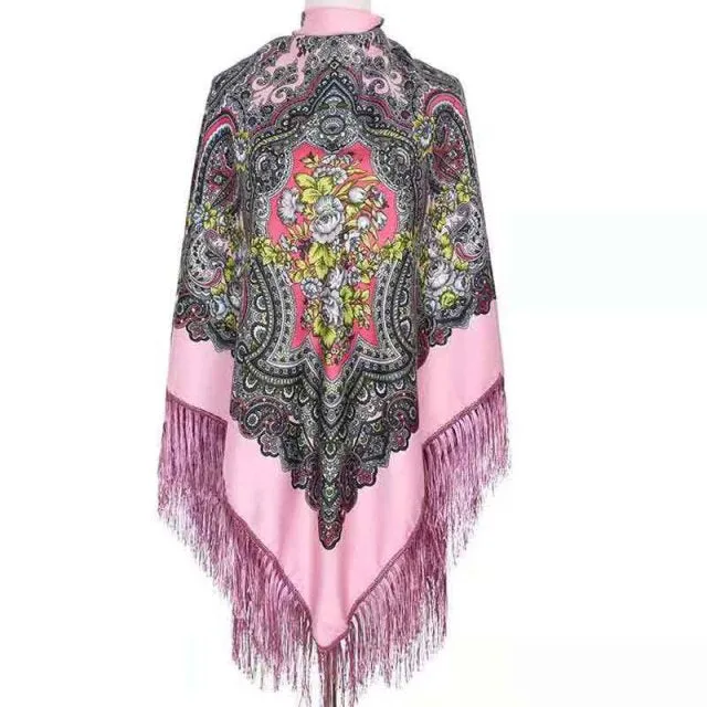 Babushka Shawl Large Fringed Scarves 160*160cm