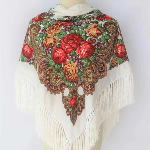 Babushka Shawl Large Fringed Scarves 160*160cm