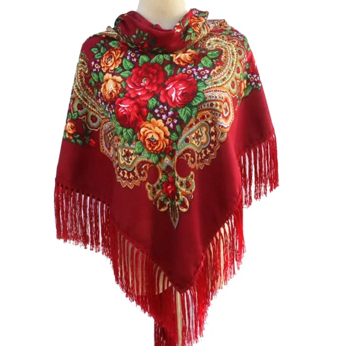 Babushka Shawl Large Fringed Scarves 160*160cm