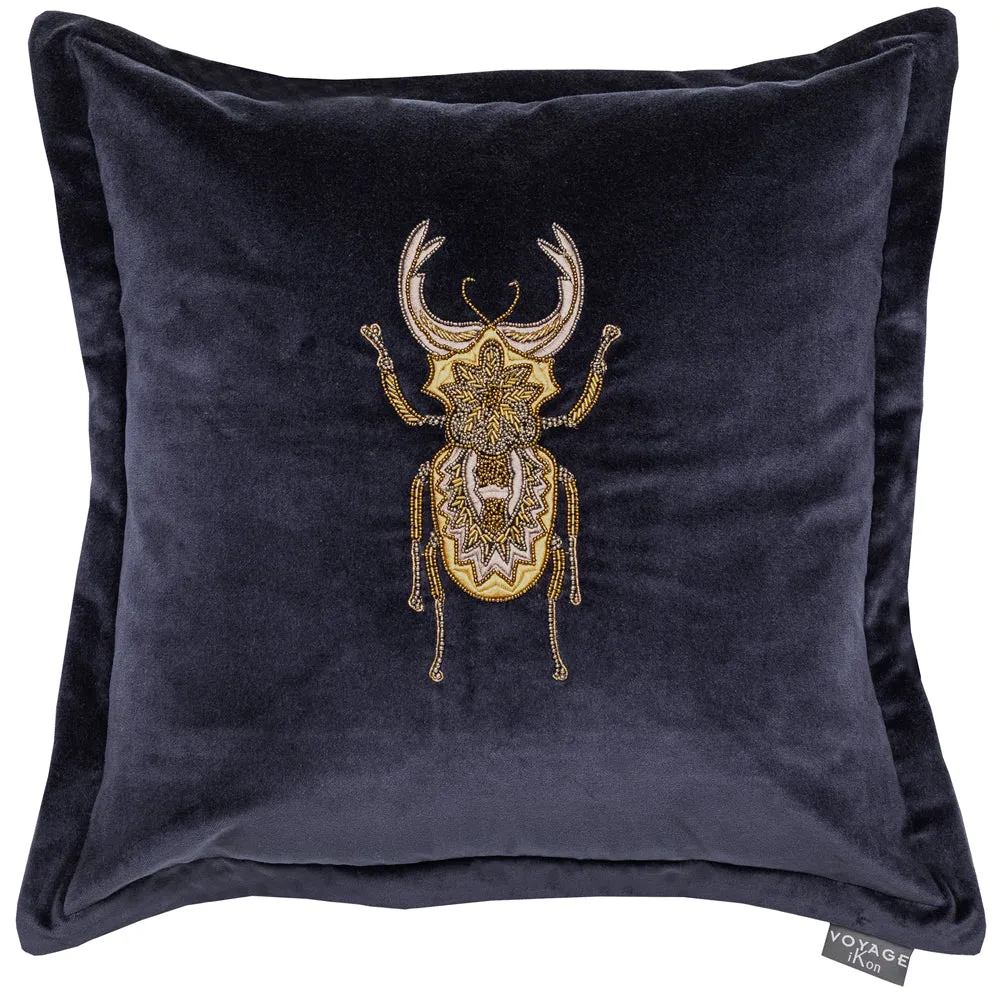 Bellatrix Embroidered Feather Cushion Blue