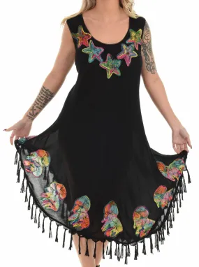 Black umbrella Sleeveless Midi Dress