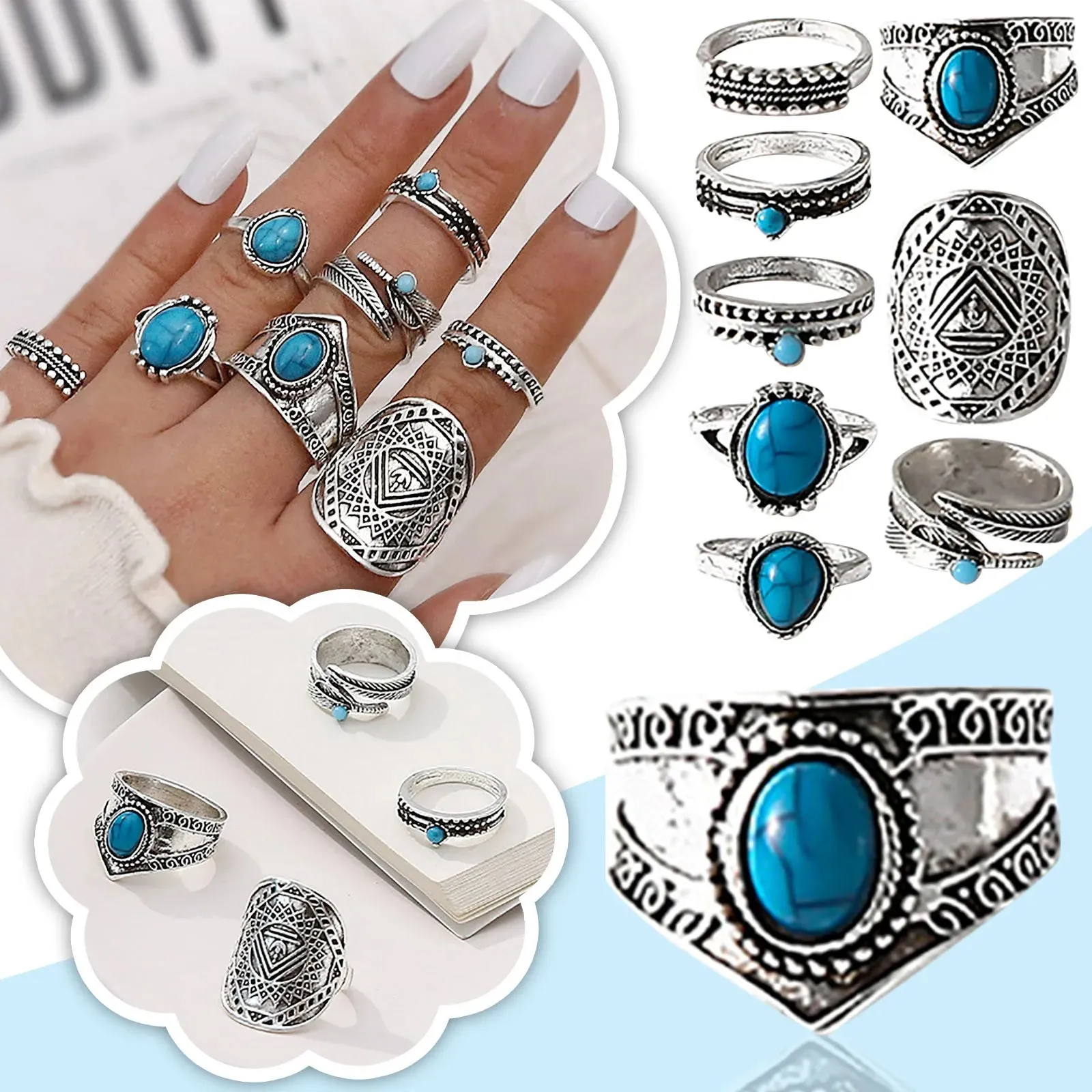 Boho 8-Piece Ring Set