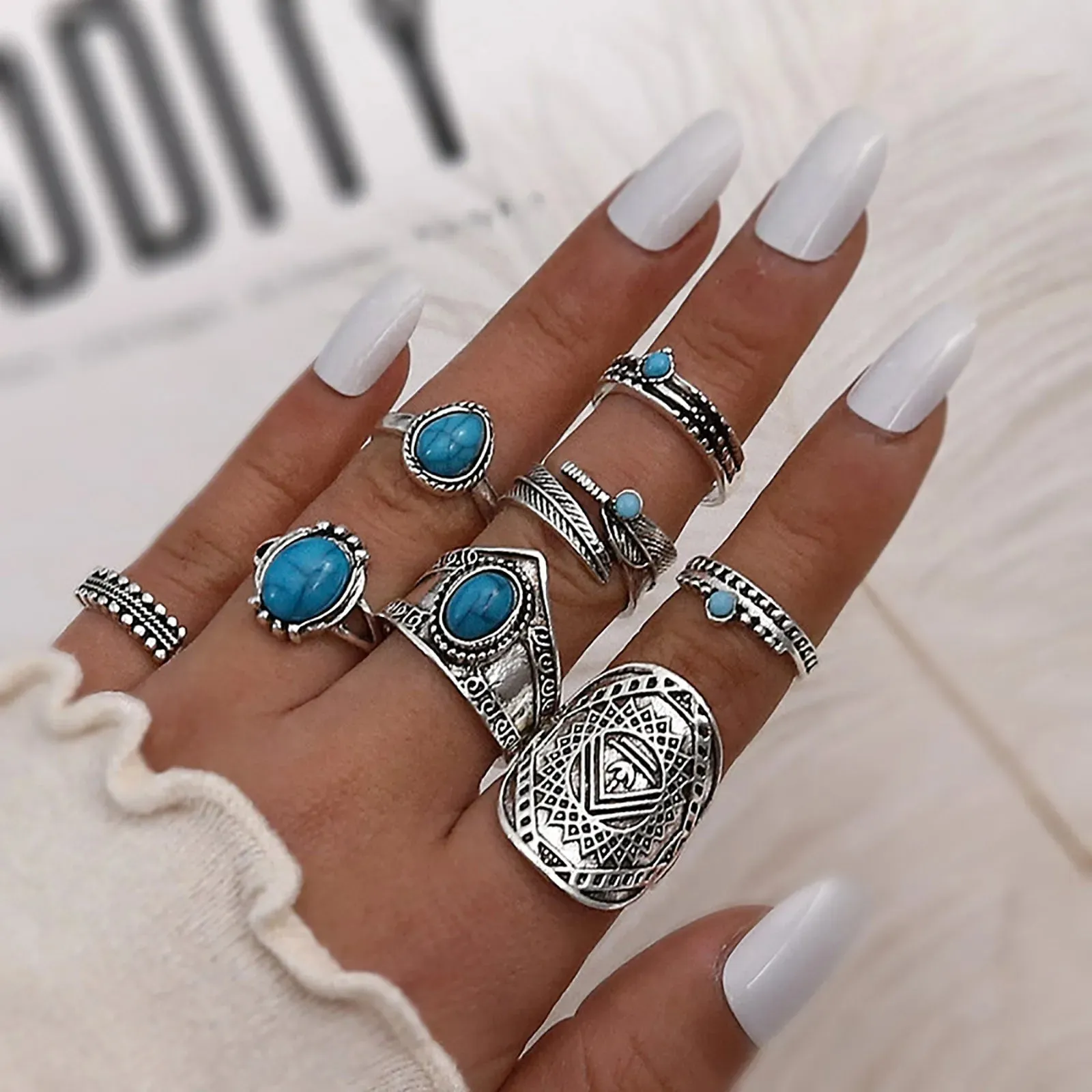 Boho 8-Piece Ring Set