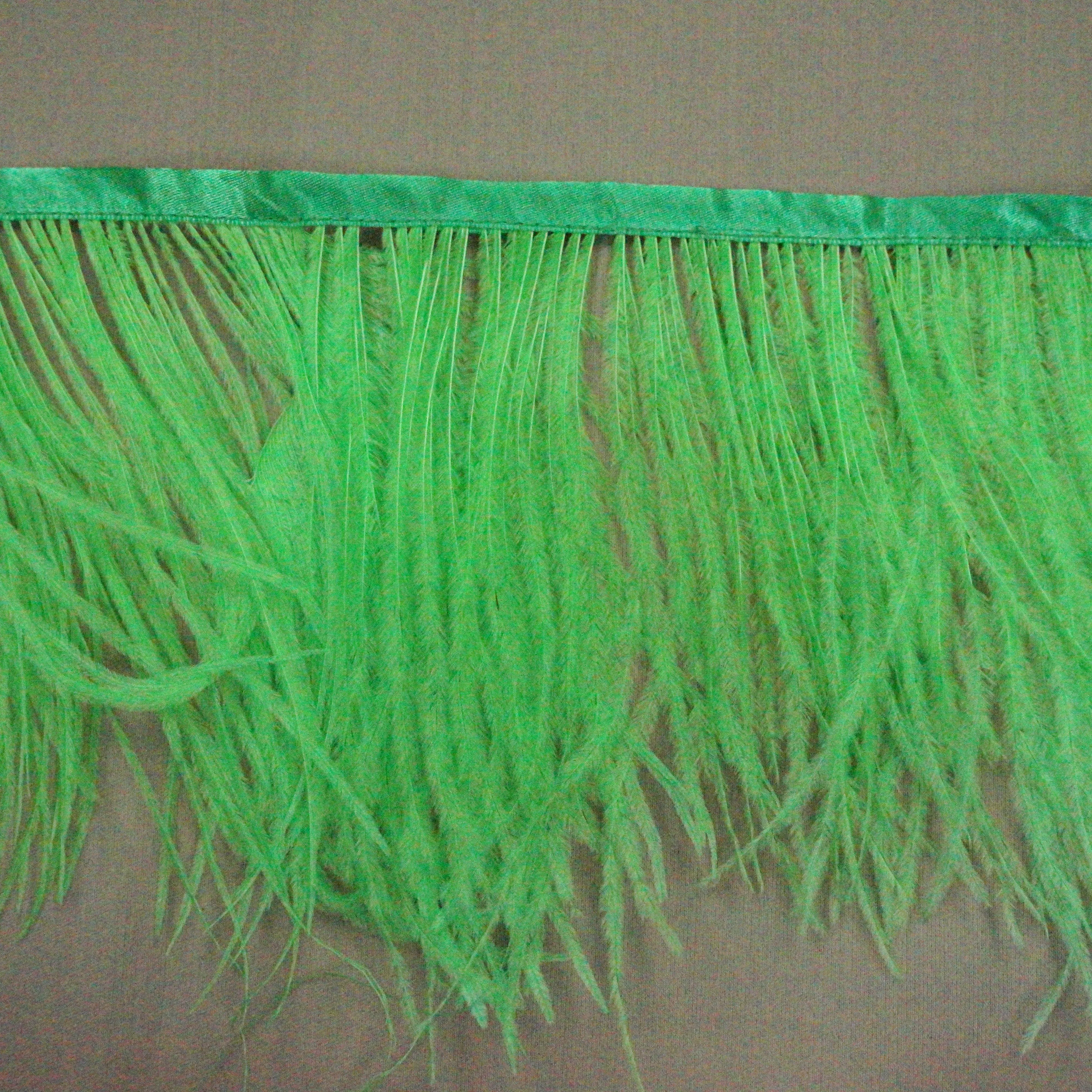 Bright Green Ostrich Feather Trim 2 PLY