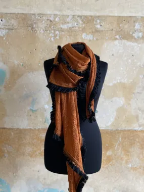 Burnt orange Fringed Scarf