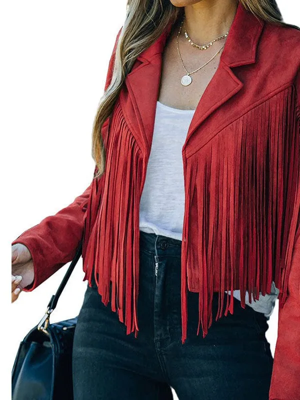 Casual Fringe Suede Jacket for Women