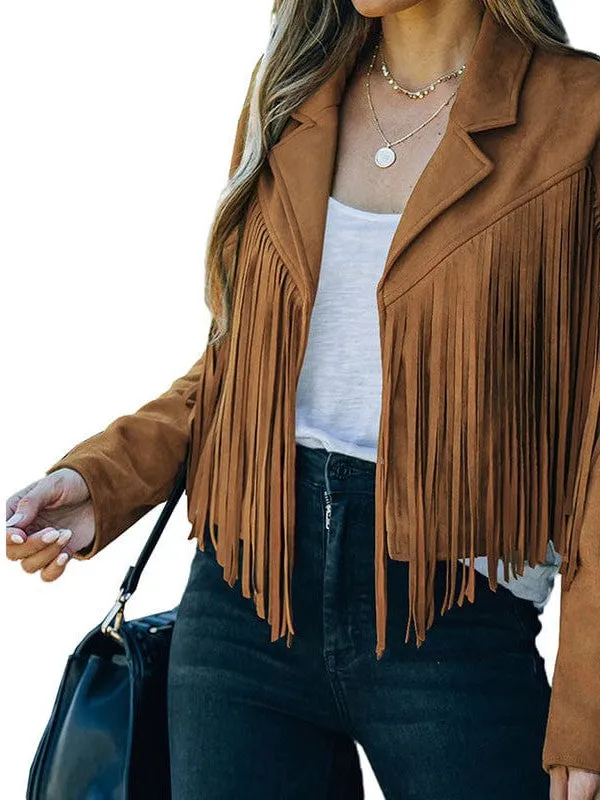 Casual Fringe Suede Jacket for Women