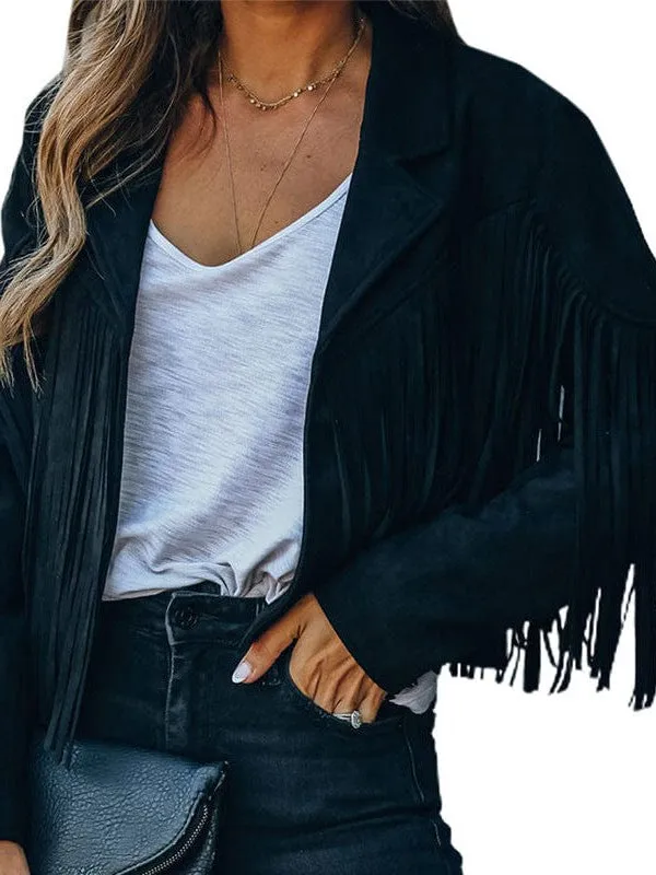 Casual Fringe Suede Jacket for Women