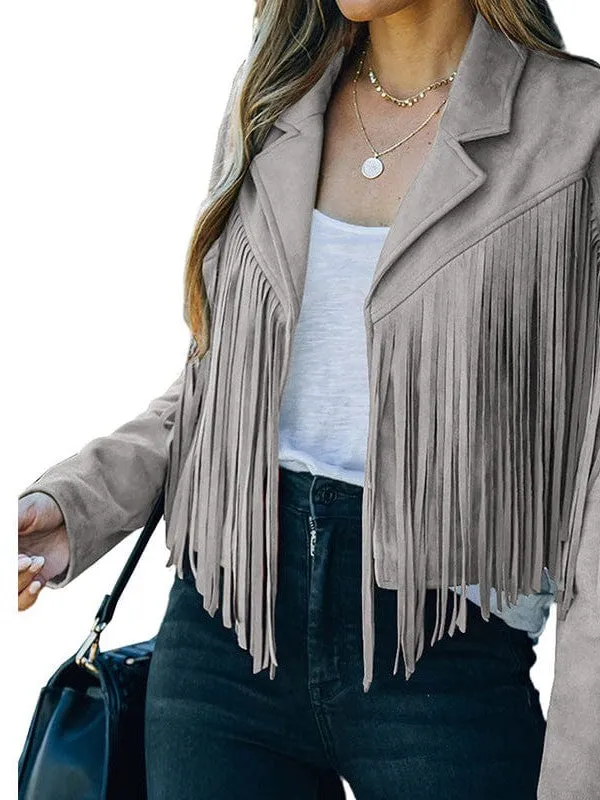 Casual Fringe Suede Jacket for Women