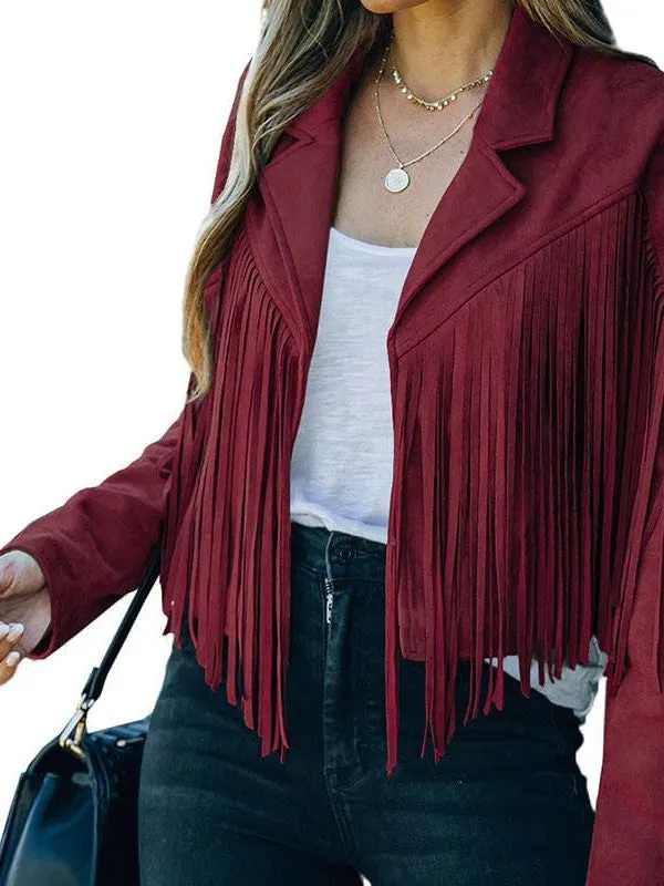 Casual Fringe Suede Jacket for Women