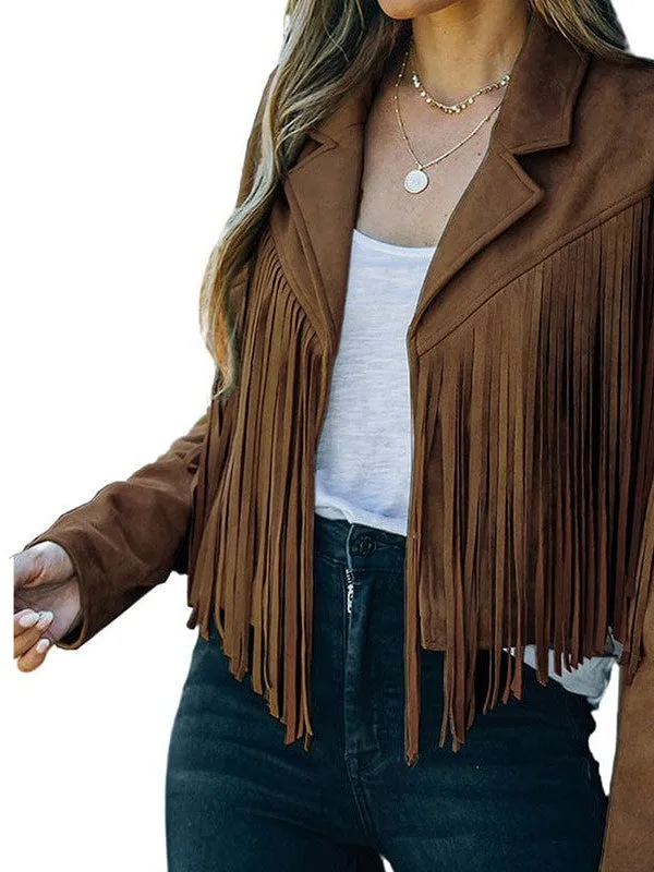 Casual Fringe Suede Jacket for Women