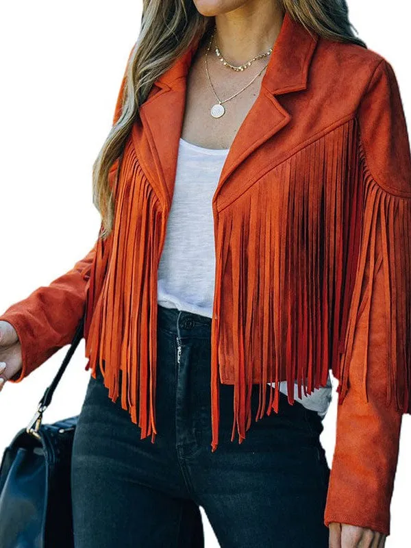 Casual Fringe Suede Jacket for Women