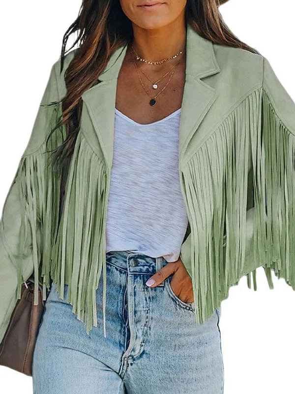 Casual Fringe Suede Jacket for Women