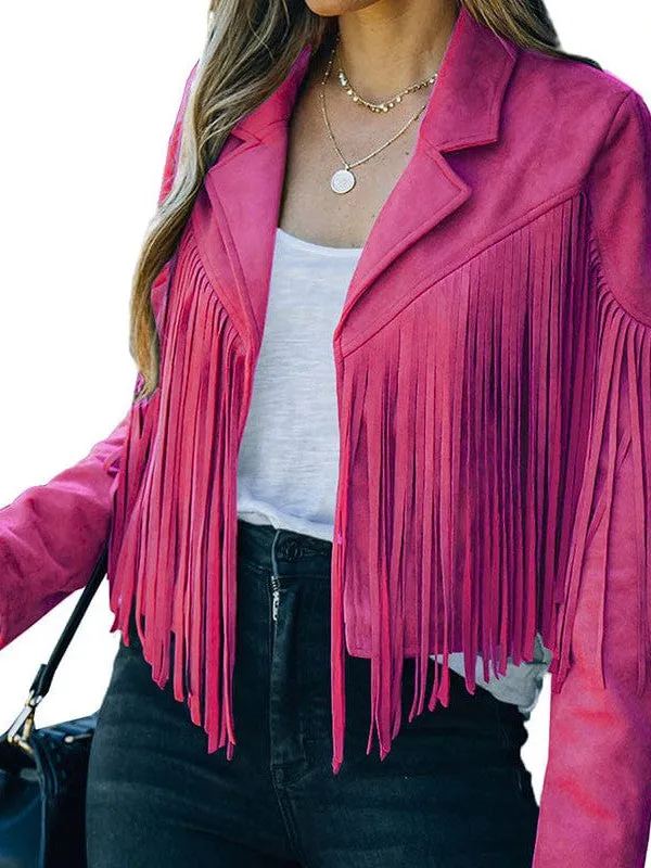 Casual Fringe Suede Jacket for Women