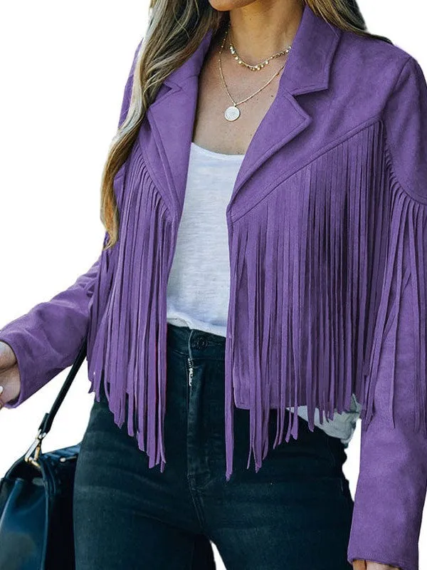 Casual Fringe Suede Jacket for Women