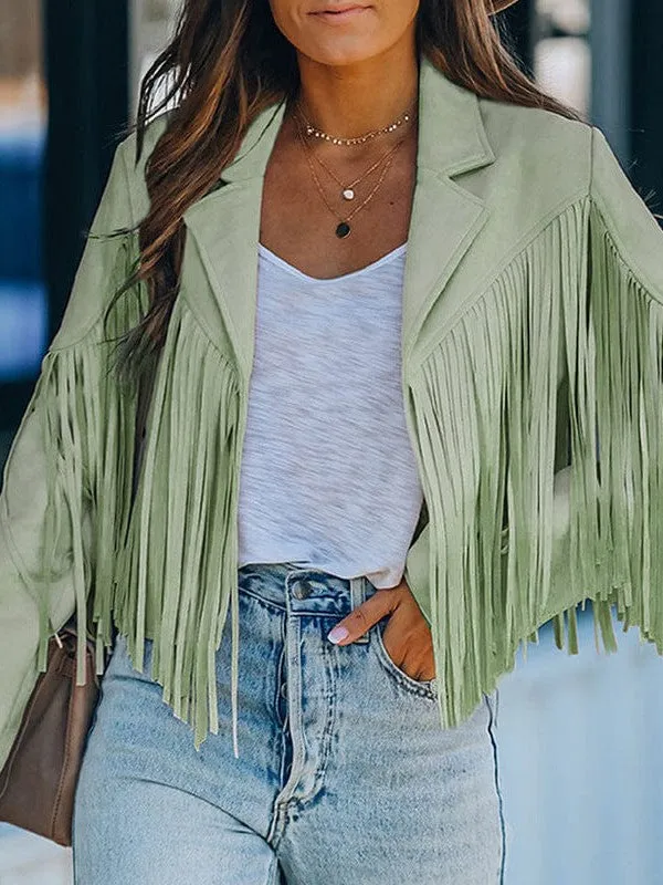 Casual Fringe Suede Jacket for Women