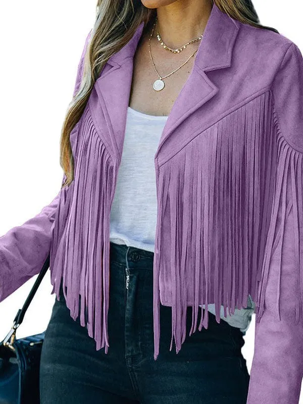 Casual Fringe Suede Jacket for Women