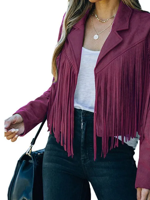 Casual Fringe Suede Jacket for Women