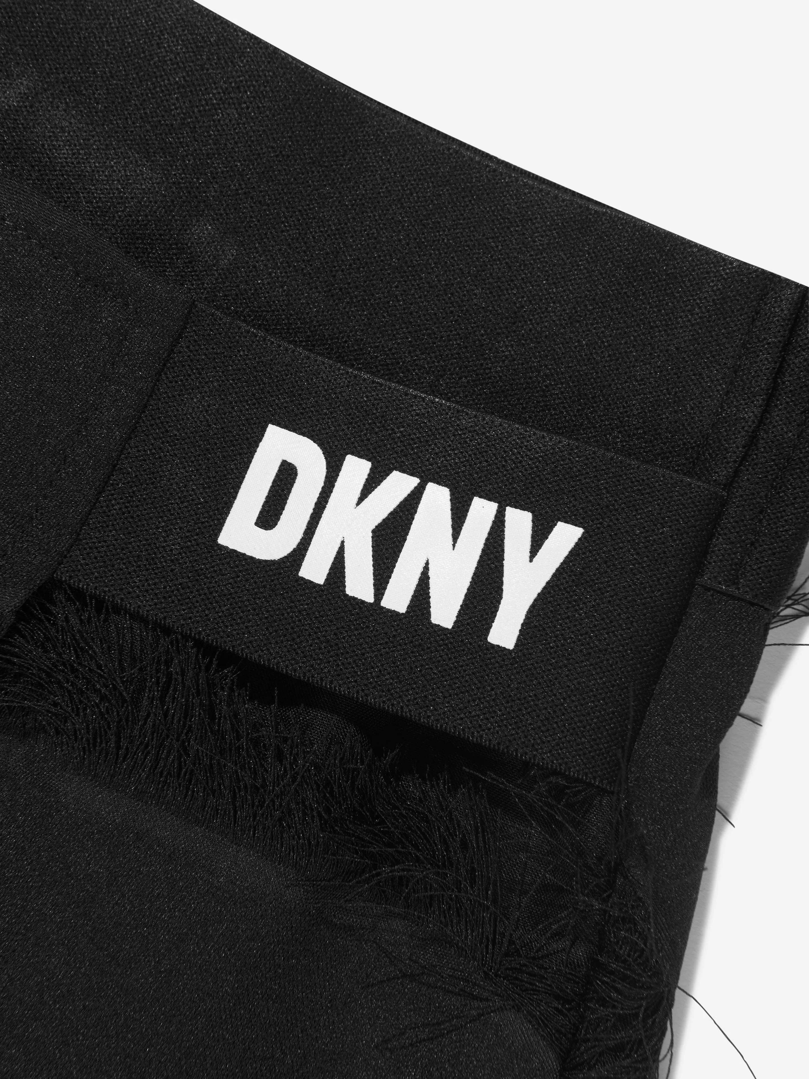 DKNY Girls Fringed Logo Skort In Black
