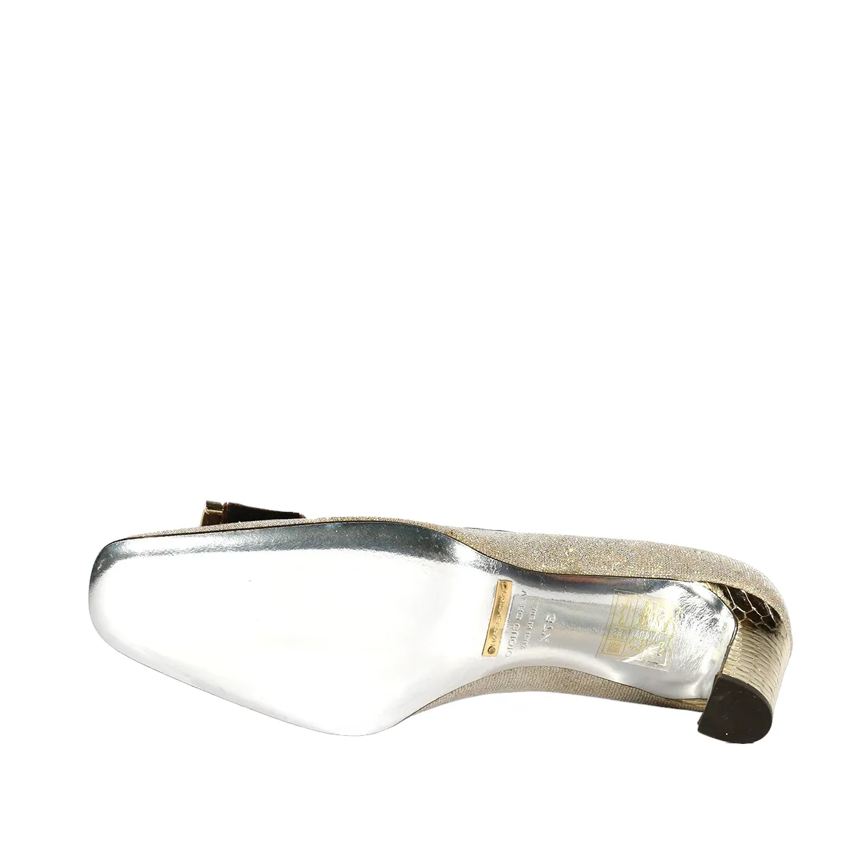 Dolce & Gabbana 4273 Women's Shoes Beige & Brown Velvet / Glitter Fabric Slip-On Pump (DGW22)